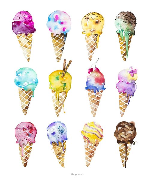 Мороженое акварелью