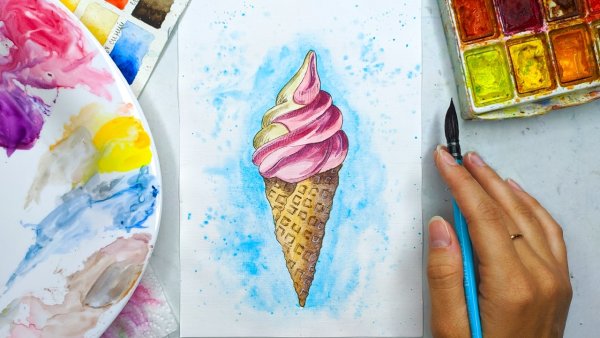 Мороженое акварелью