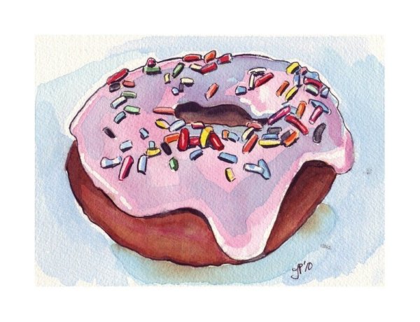 Скетч пончик акварель