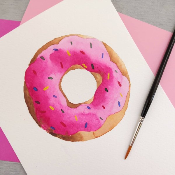 Картинки акварелью пончики