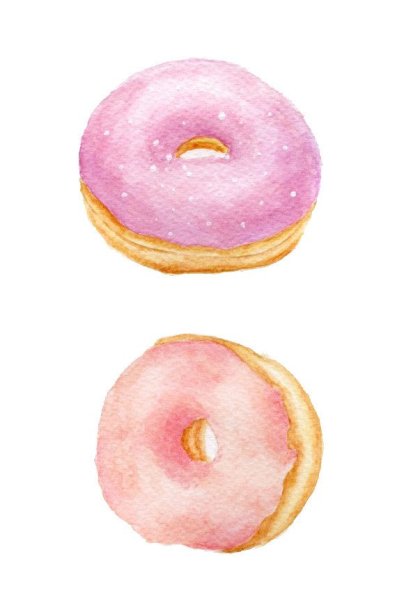 Розовый пончик акварель