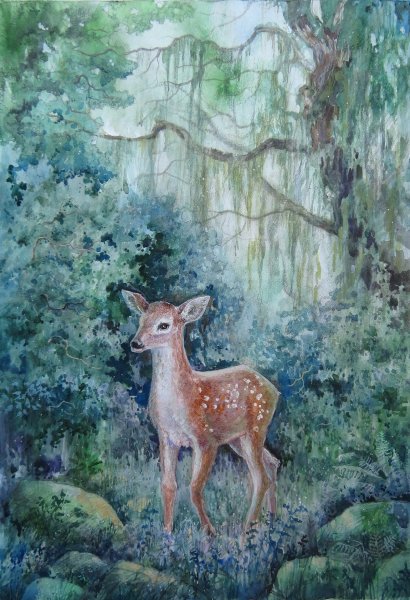 Олень в сказочном лесу