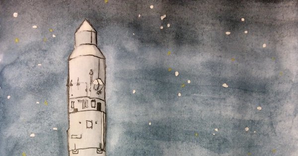 Ракета в космосе рисунок