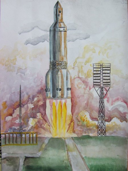 Ракета в космосе красками