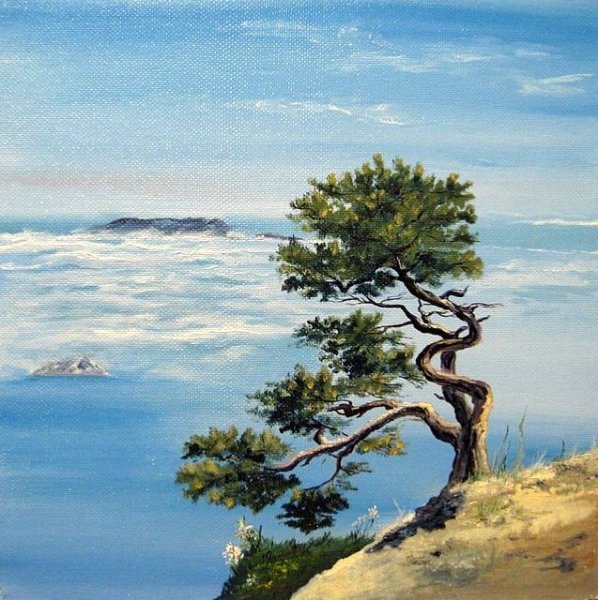 Морские пейзажи Греция акварель