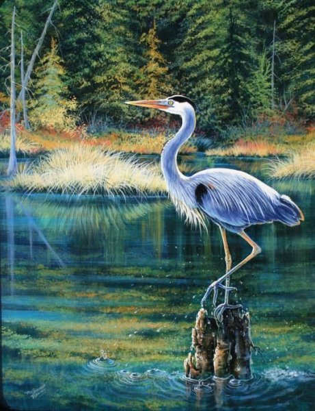 Живопись Цапли на болоте