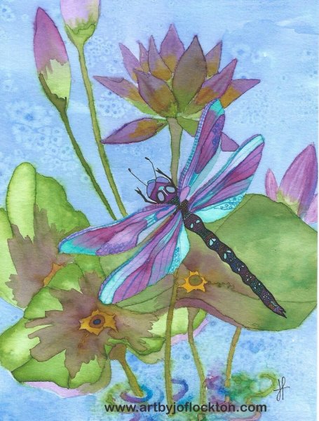 Стрекоза акварель