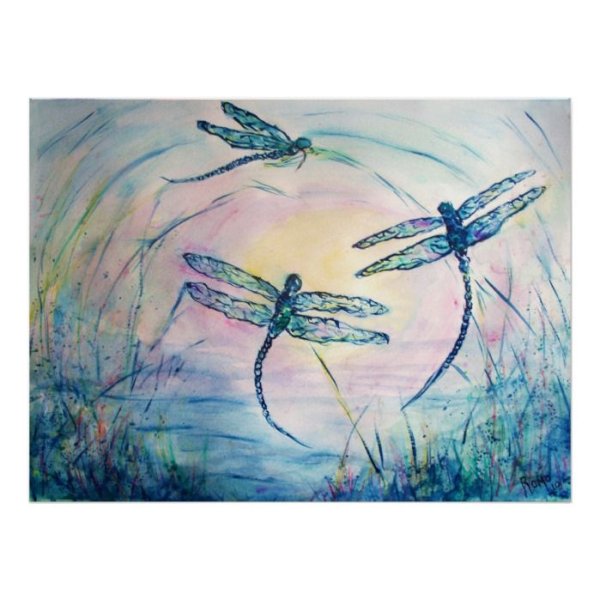 Рисование мелом Стрекоза