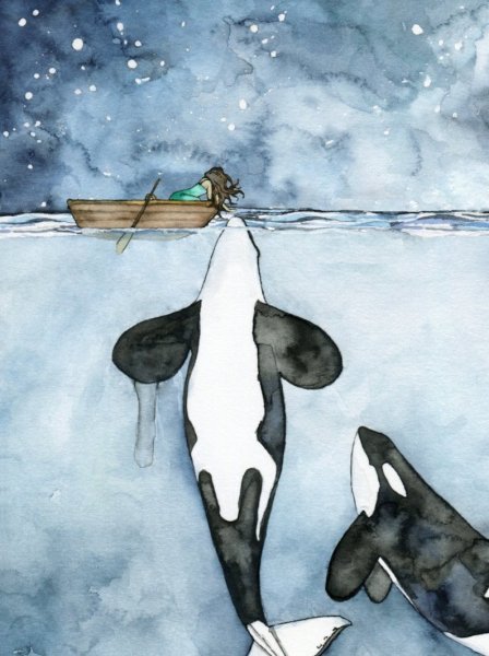 Кит акварелью