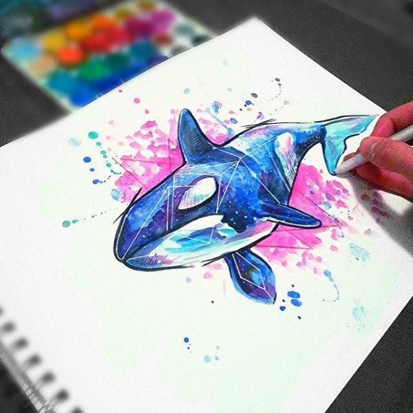 Тату Касатка акварель