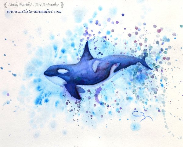 Касатка арт акварель