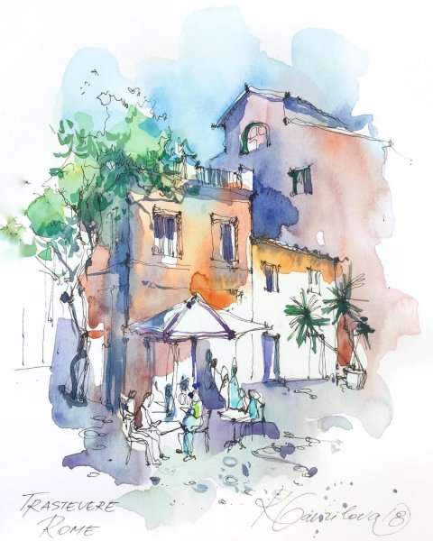 Италия акварель