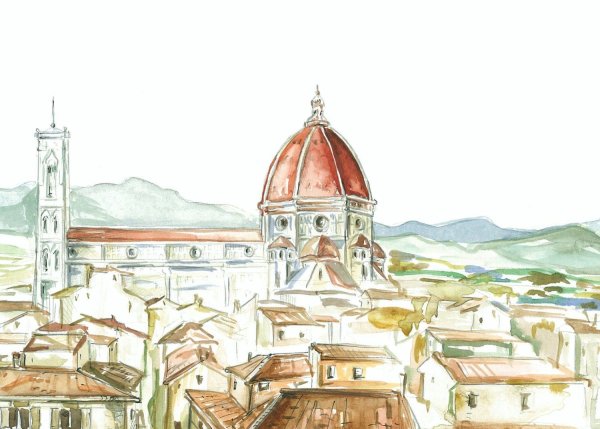 Акварель скетч Флоренция
