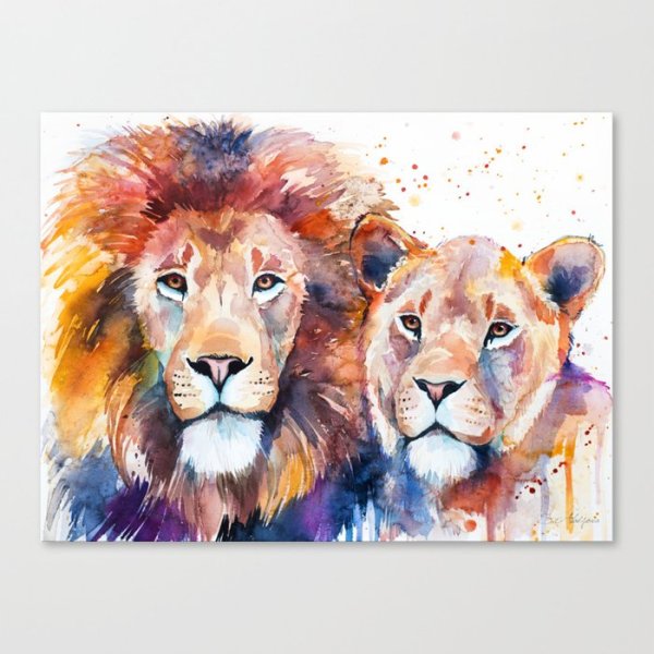 Наталья Каданцева акварель львы