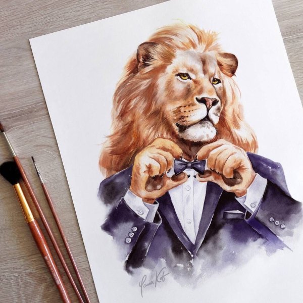 Акварельные животные мама и ребенок