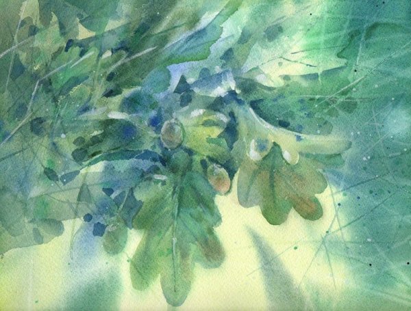 Листва акварель
