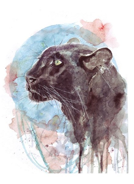 Пантера акварелью