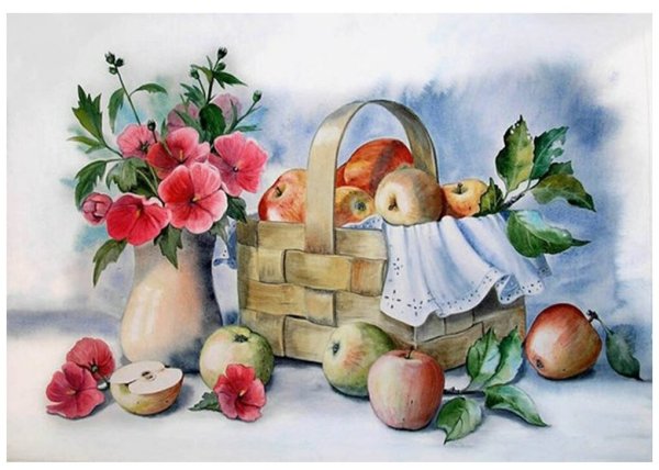 Натюрморт с фруктами и овощами для детей