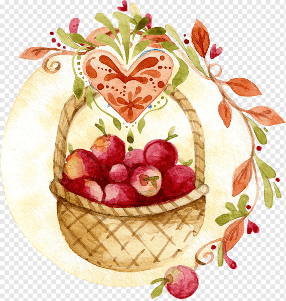 Рисование корзина с фруктами