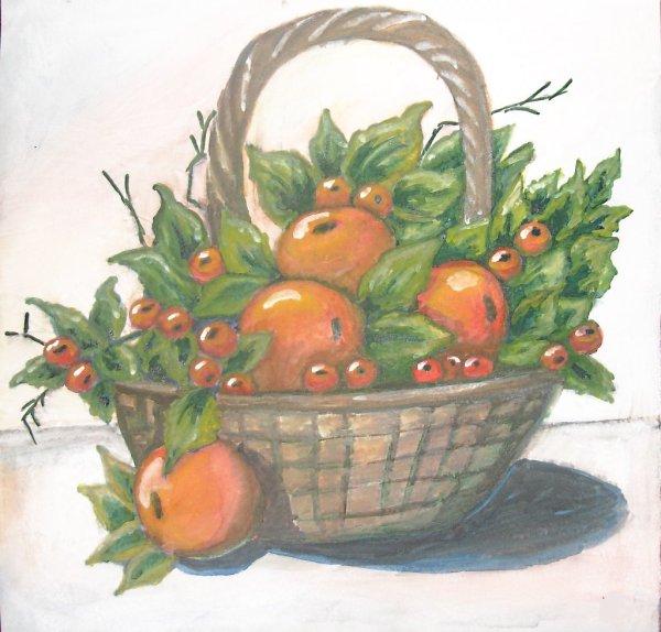 Рисование корзина с овощами