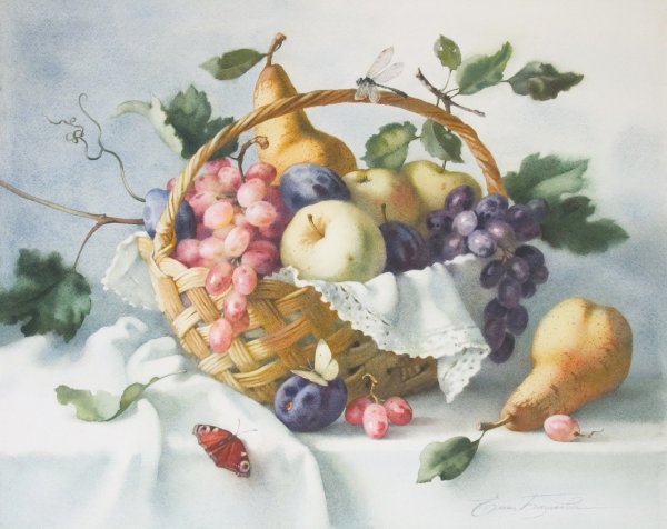 Рисование овощи в корзинке