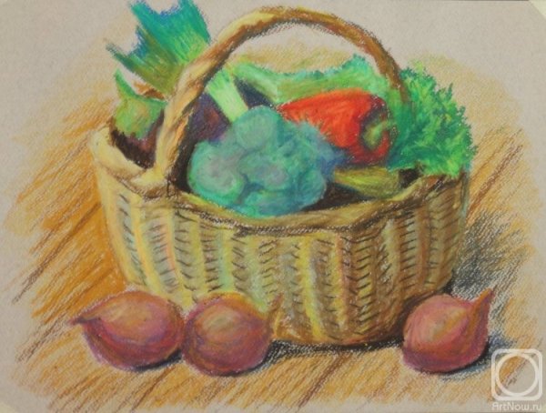 Корзинка с фруктами вектор