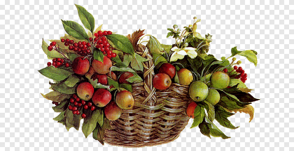 Корзина с фруктами гуашью