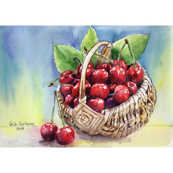 Живопись фрукты в корзине