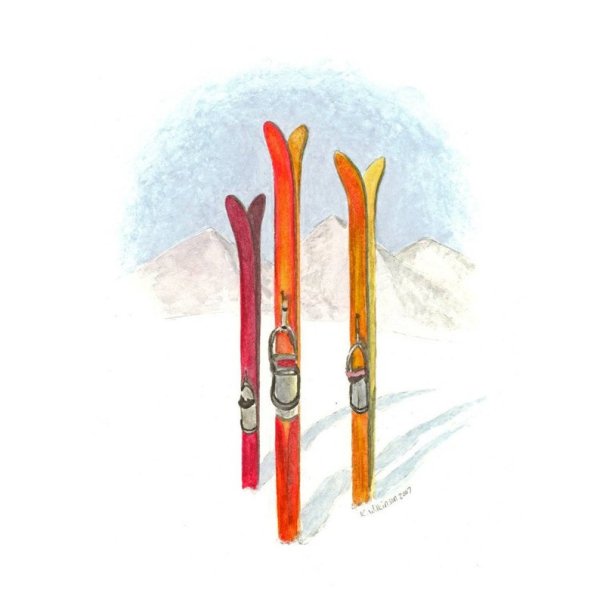 Горные лыжи акварель