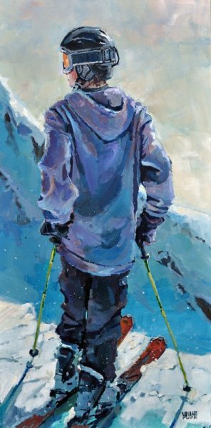 Горнолыжник акварель