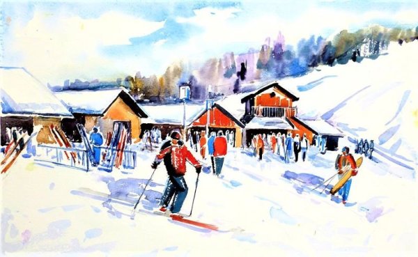 Горнолыжный курорт живопись