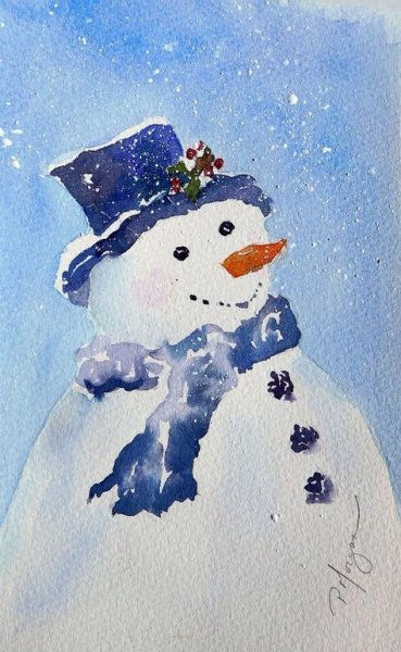 Зима акварелью для детей