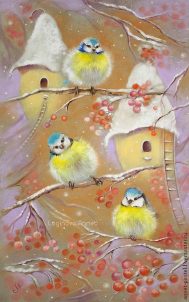 Новогодний пейзаж пастелью