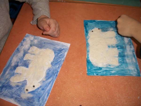 Снежинка из соли и клея