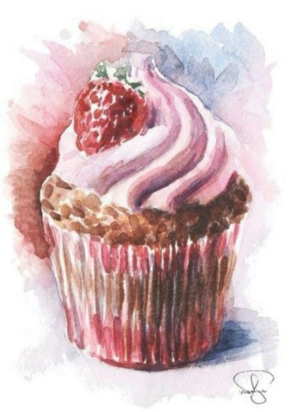 Пирожное акварелью