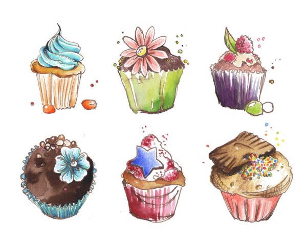 Акварельный капкейк
