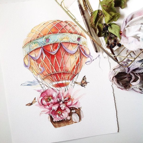 Акварельный воздушный шар