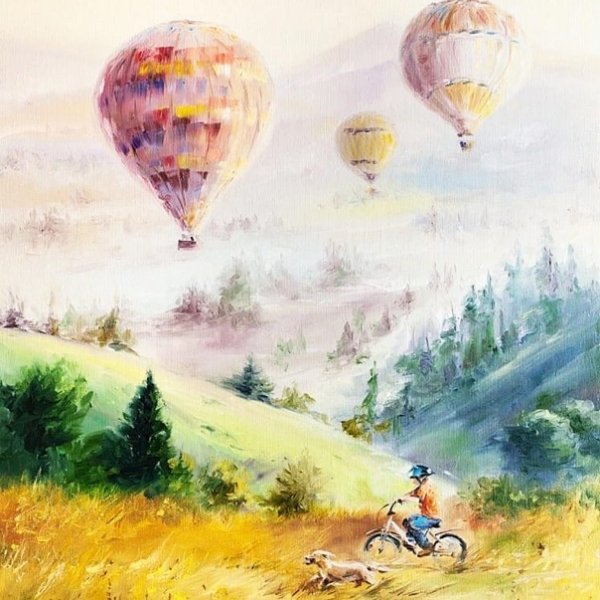 Пейзаж с воздушными шарами