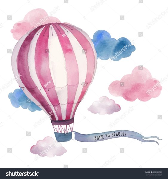 Розовый воздушный шар акварельный