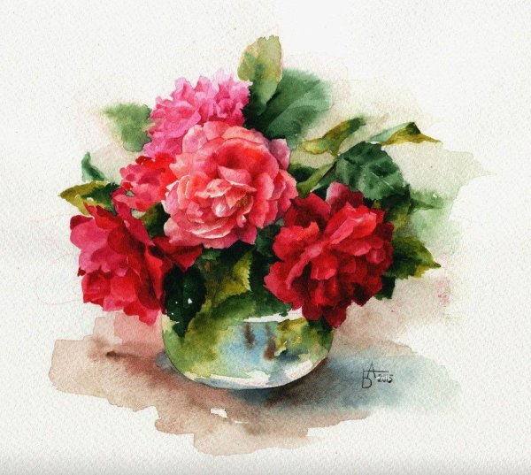 Цветы акварель Анастасии Бесединой