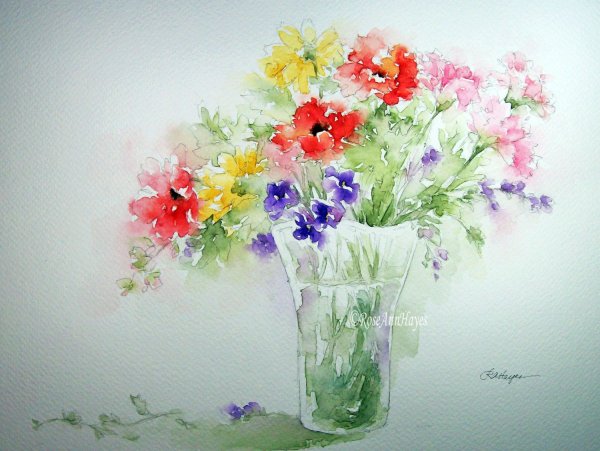 Букет акварелью для начинающих