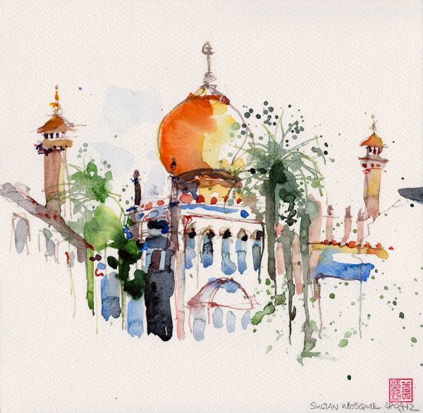 Мечеть акварелью