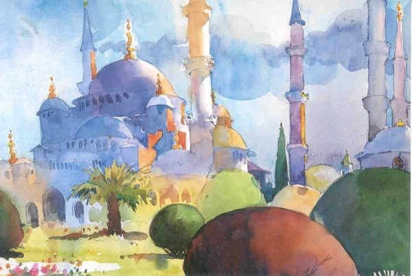 Акварель живопись мечетей