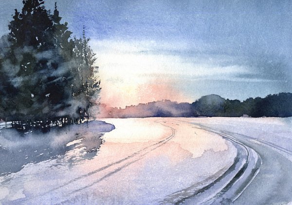 Зарисовки пейзажа акварелью