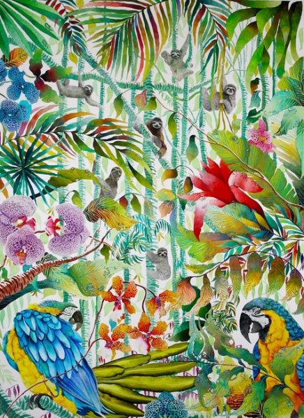 Тропический лес акварелью