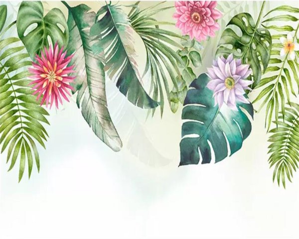 Тропические листья акварелью