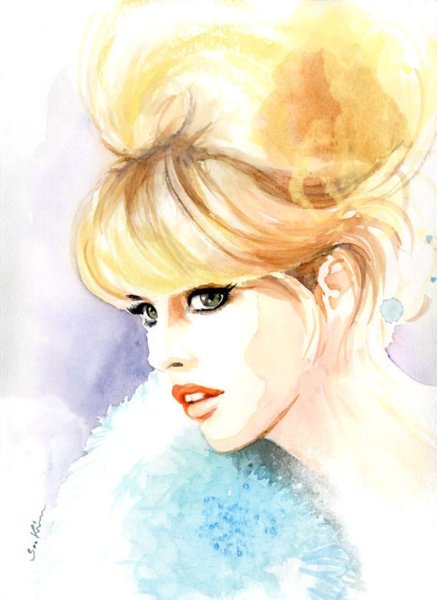Портрет женщины акварелью