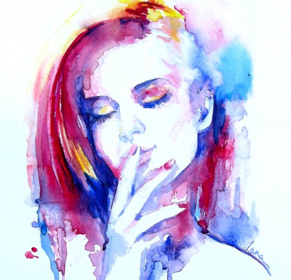 Красивая девушка акварель