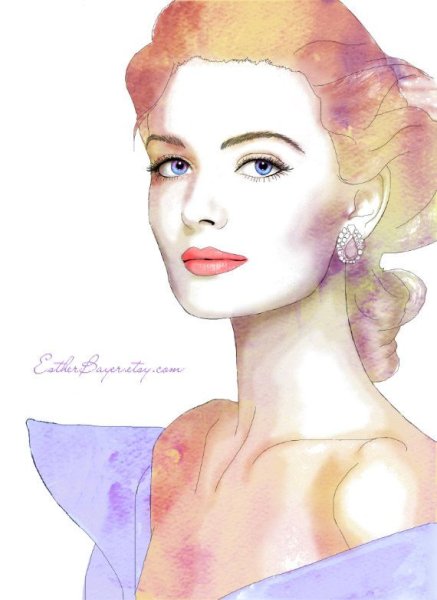 Женское лицо акварель