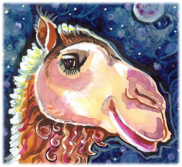 Верблюд морда акварелью